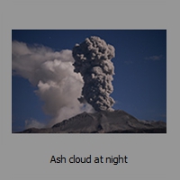 Ash cloud at night